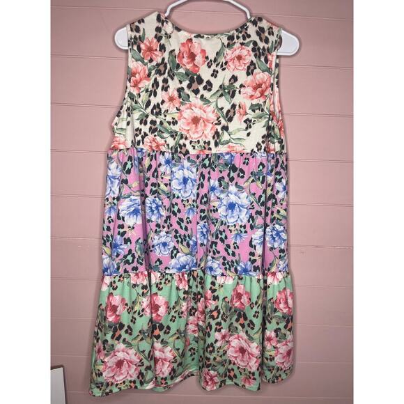 Hesed Floral Leopard Tiered Tank Dress - Picture 4 of 4